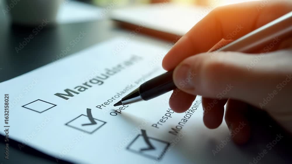 Poster businessman checking the steps through document with a list of checkboxes, regulations, concepts of 