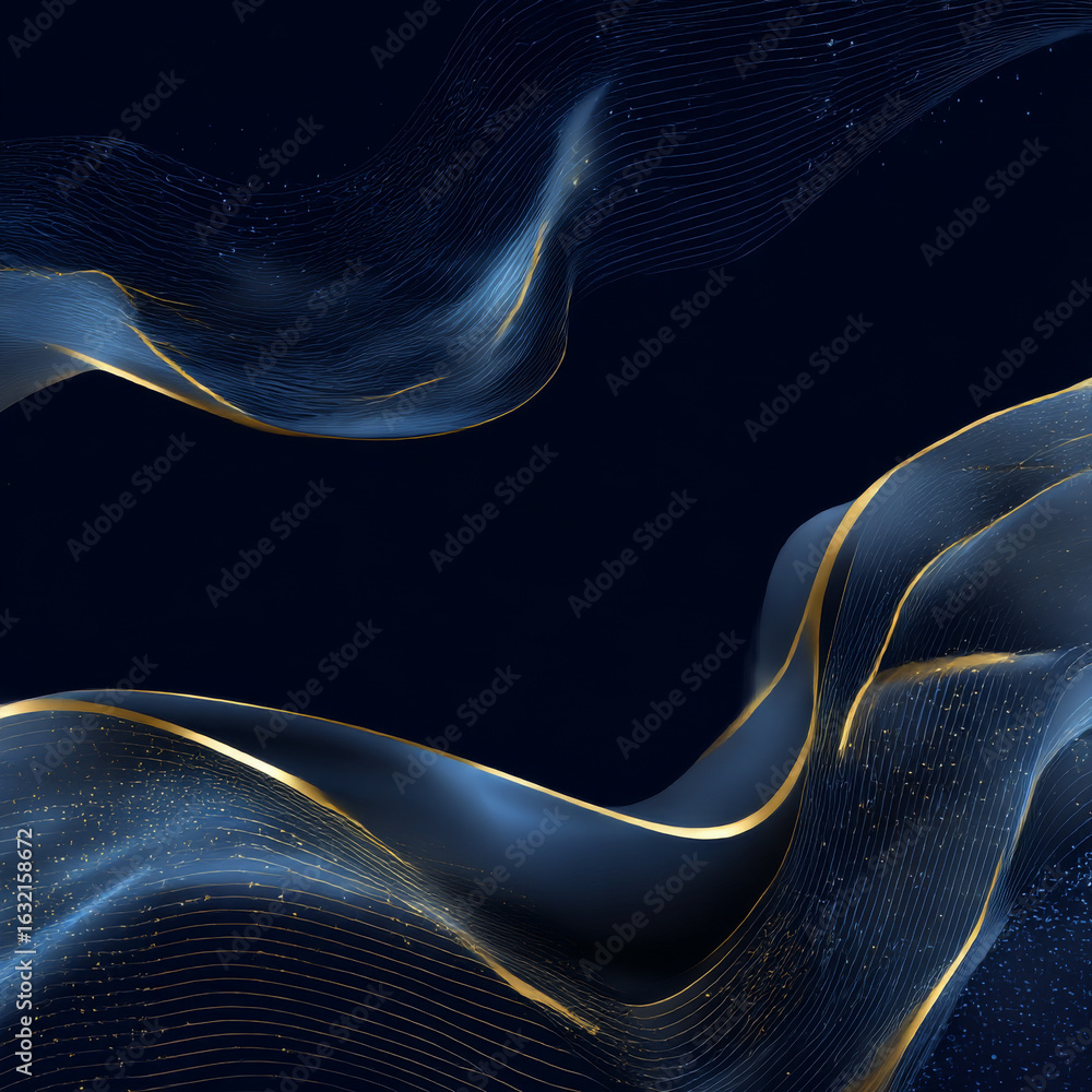 Aufkleber abstract glowing wave lines on dark blue background. dynamic wave pattern. modern flowing wavy lines
