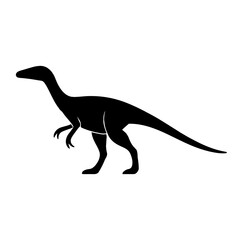 Fototapeta premium very simple flat and single minimalist Compsognathus Silhouettes in black on a white background