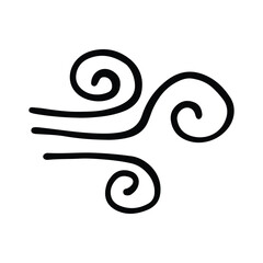 Simple doodle wind line drawing set. Vector sketch of wind in motion, air blow and swirl elements. Air blow motion, smoke flow art, abstract line for cards, logo design, web, social media and posters
