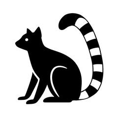 very simple flat and single minimalist Lemur Silhouettes in black on a white background