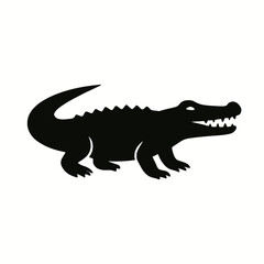 Fototapeta premium very simple flat and single minimalist Crocodile Silhouettes in black on a white background