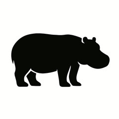 Fototapeta premium very simple flat and single minimalist Hippopotamus Silhouettes in black on a white background