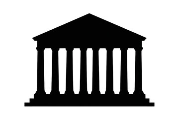 Fototapeta premium Black silhouette of ancient greek or roman arc with multiple strong supporting pillars and symmetrical architecture design isolated on transparent background