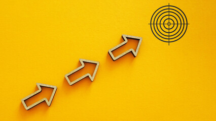 Moving towards a goal is shown by arrows pointing to the target as Concept of motivation, goal...