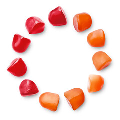 Colorful Fruit Jelly Candy Drops Arranged in Circular Pattern