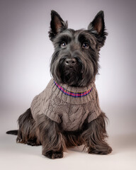 Scottish Terrier in Sweater Studio Shot