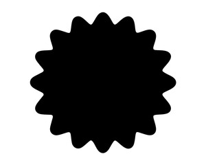 Abstract Black Floral Shape with Curvy Petals on a White Background