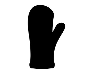 Simple Black Silhouette of an Oven Mitt on a White Background