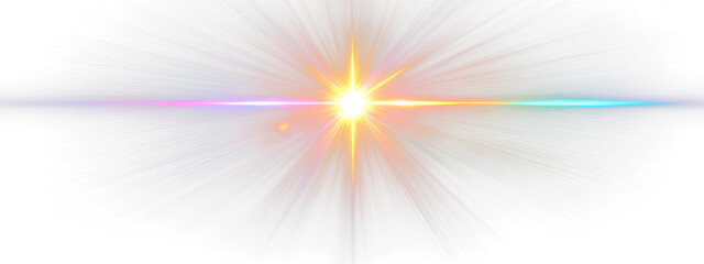 Obraz premium Vibrant Light Burst with Colorful Rays Overlay Effects Isolated on transparent background, cutout, png