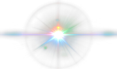 Obraz premium Colorful Lens Flare Effect with Abstract Overlay Effect Isolated on transparent background, cutout, png