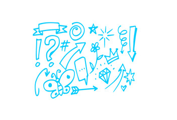 Sketch element line set. Abstract nature element decoration graphic icon set. Sketch hand drawn line element for brush, abstract decoration design. Vector illustration