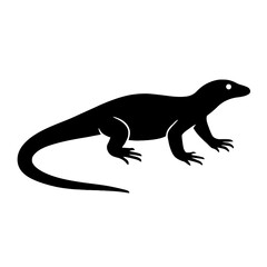 Fototapeta premium very simple flat and single minimalist Monitor Lizard Silhouettes in black on a white background