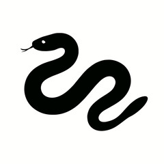 Fototapeta premium very simple flat and single minimalist Sea Snake Silhouettes in black on a white background