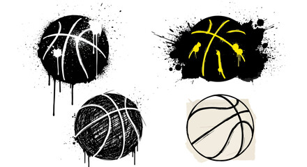 Dynamic basketball silhouettes with energetic splatter effects capture the thrill of the game