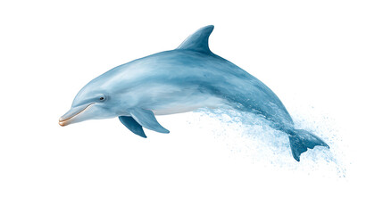 Blue Dolphin Leaping with Sleek Design in Clean White Background Illustration