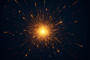 Fototapeta premium Radiant golden spark storm with explosive energy and motion trails