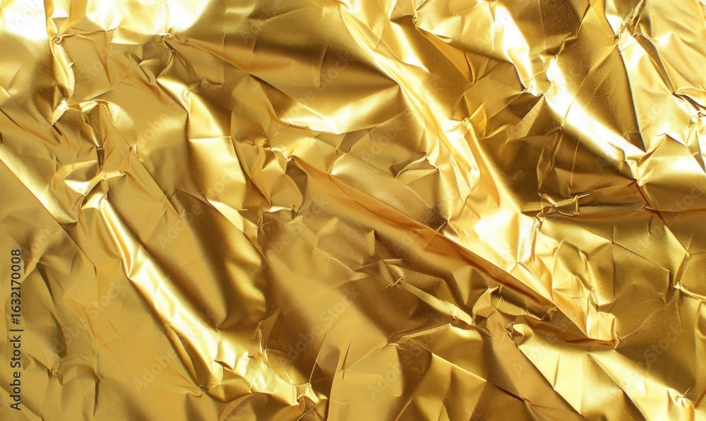 Poster crumpled gold foil shimmering texture abstract background for design use