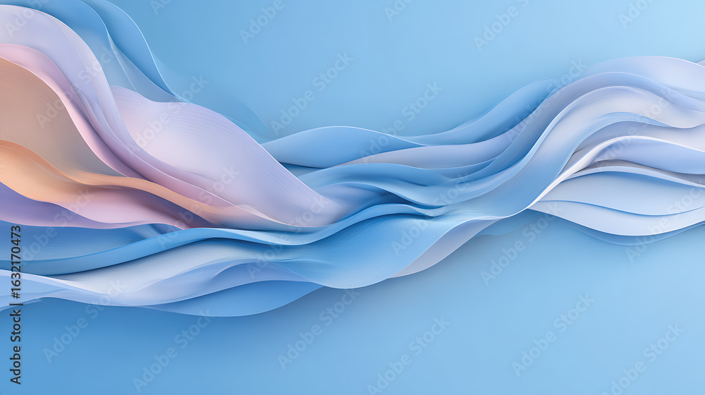 Poster abstract blue ribbon gently flowing with soft gradients clean and modern design with simple elegant 