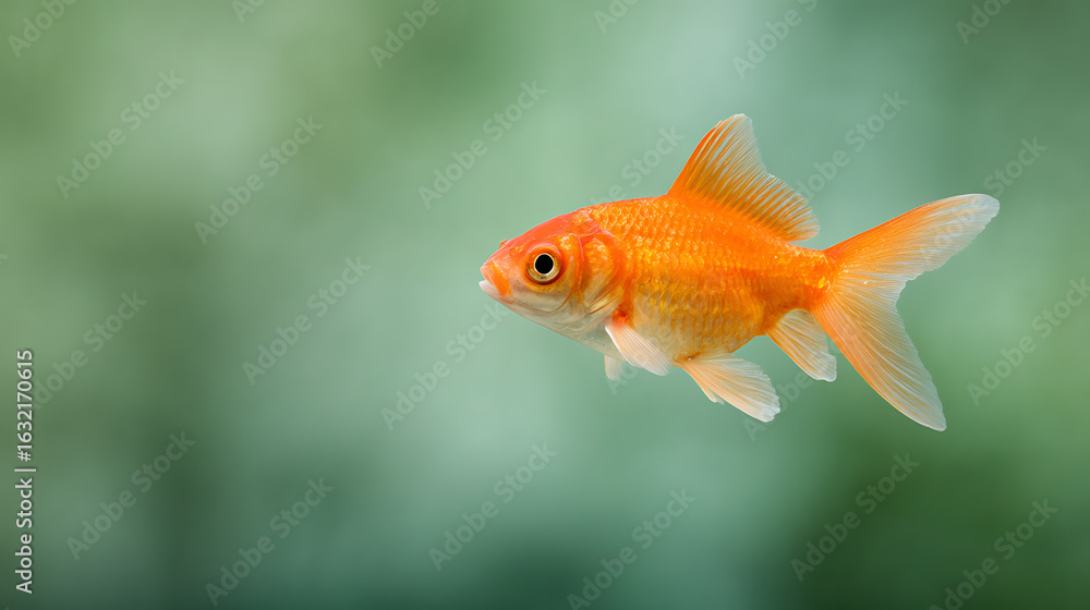Poster elegant goldfish with flowing fins against a delicate gradient background