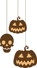 Happy Halloween background with hanging Halloween elements