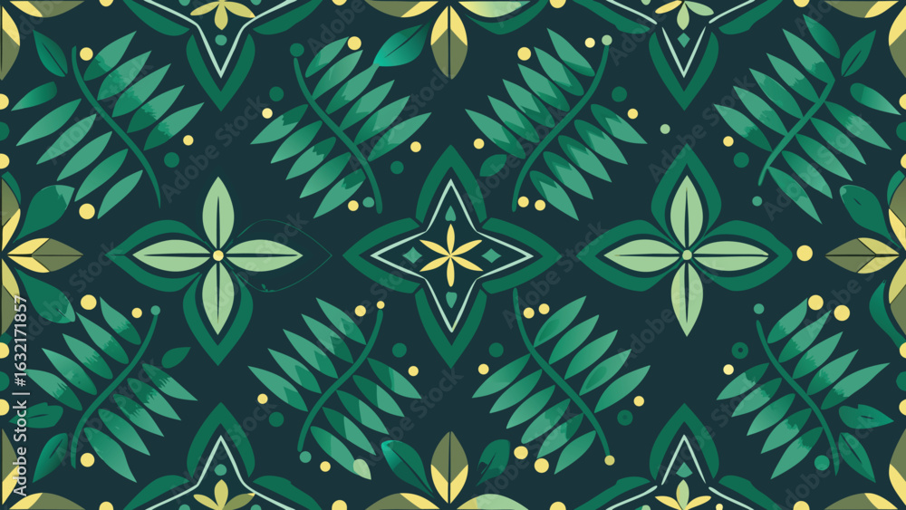Poster abstract classic green seamless pattern. retro vector background for print fabric or web pages.