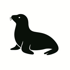very simple flat and single minimalist Seal Silhouettes in black on a white background