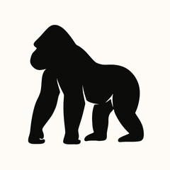 Obraz premium very simple flat and single minimalist Gorilla Silhouettes in black on a white background