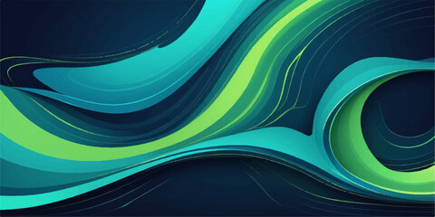 Dynamic futuristic wave pattern in vibrant blue and green colors forming a vector illustration