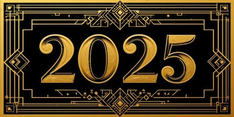  Elegant New Year Art Deco Gold Design for 2025 Background