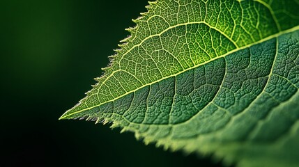 Fototapeta premium Close-up of a leaf's intricate vein structure.