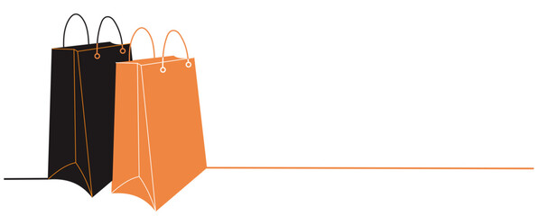 collection of color paper bags with handles on a white background