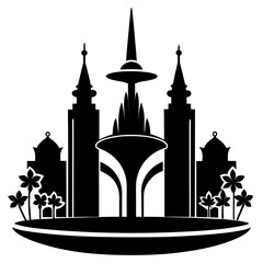 Dubai Fountain vector clean black silhouette design white background