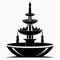 Dubai Fountain vector clean black silhouette design white background