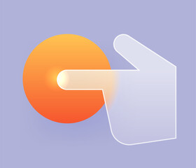 Glass morphism finger pointing left. Vector hand pointer icon