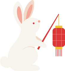 Cute rabbit with Chinese lantern

