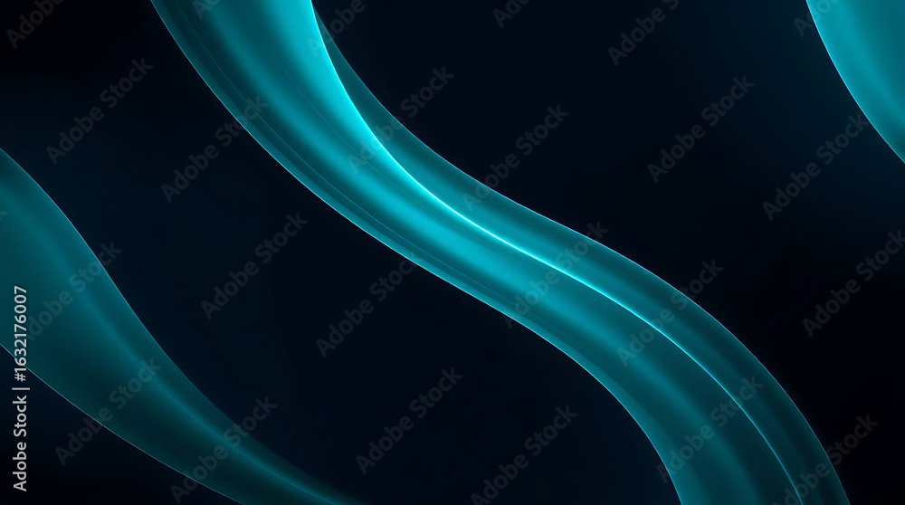 Poster elegant dark background featuring flowing blue wave lines, ideal for creating a modern and dynamic d