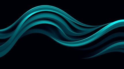 Obraz premium Abstract aqua wave on a black background, a modern and dynamic design element with smooth curves and futuristic motion for presentations and digital art