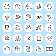 Board game icons set. The outline icons are well scalable and editable. Contrasting elements are good for different backgrounds. EPS10.