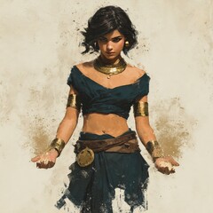Sacred force, the rise of a young goddess. Generative AI