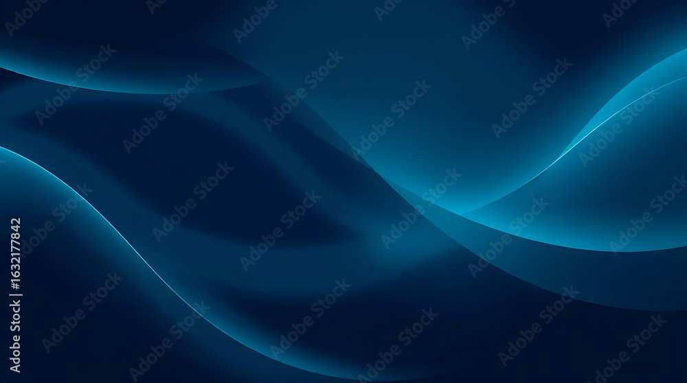Poster abstract blue wave background with smooth, dynamic lines, creating a sense of flow and movement, per