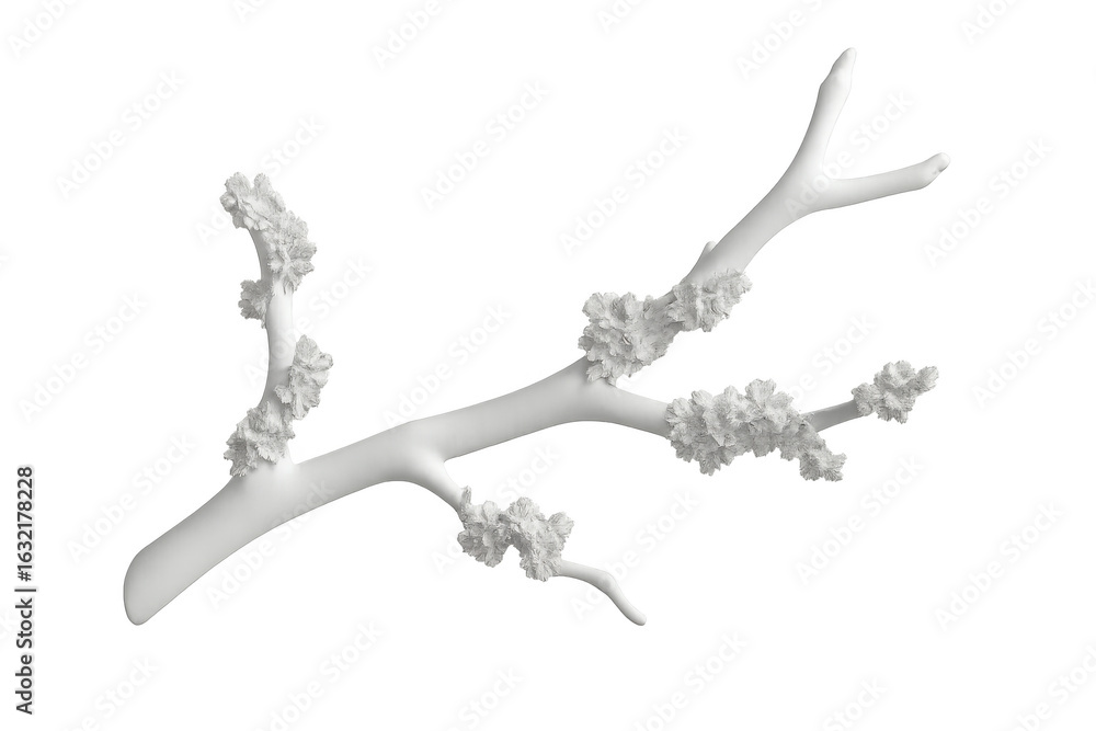 Poster 3d rendering of a white blooming branch isolated on transparent background, perfect for spring and easter projects