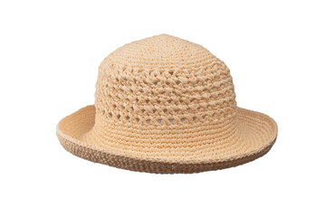 Straw summer hat with isolated on white background.