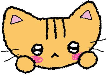 귀여운 고양이 얼굴 손그림 스티커