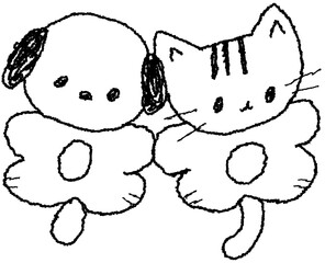 강아지와 고양이 손그림 스티커