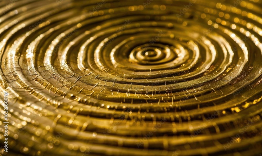 Aufkleber golden concentric circles texture abstract pattern background design