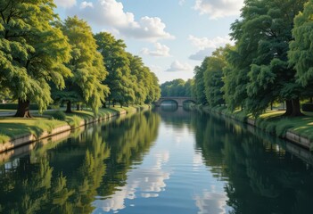 Obraz premium Realistic Chester Banner Featuring the Canal with Water Reflections. Ideal for Product Placement