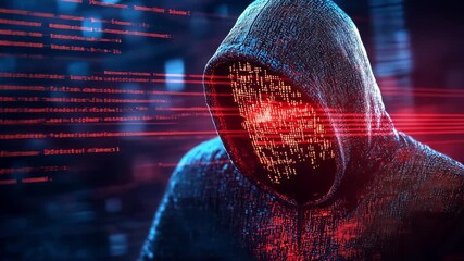 A mysterious figure in hoodie with glowing digital elements portrays the concepts of cybersecurity threats in a dark, tech inspired environment - Powered by Adobe