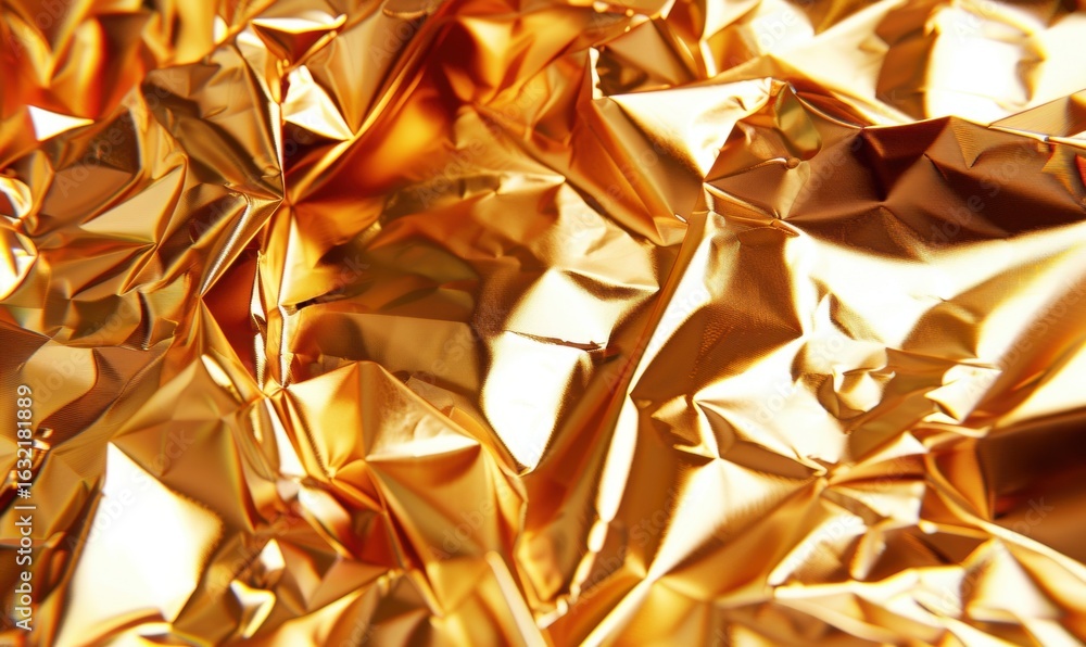 Poster golden foil texture background with bright reflective wrinkles and patterns