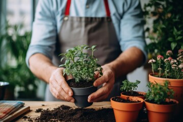 Gardening workshop planting herbs at home indoor setting hands-on activity close-up view diy gardening tips
